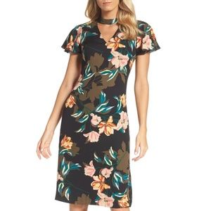 julia jordan Print Choker Collar Midi Dress